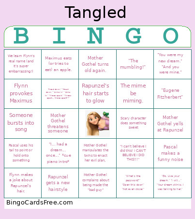 Disney's Tangled Bingo Card