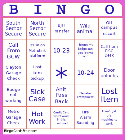 Dispatch Bingo Card