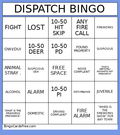 DISPATCH Bingo Card