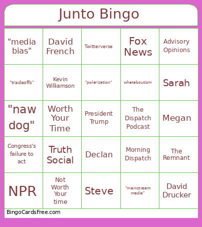 Dispatch Junto Bingo Card
