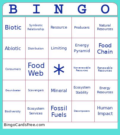 Distribution Of Earth's Resources Bingo Card