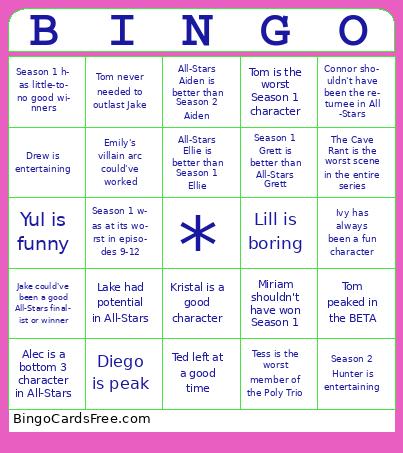 Disventure Camp Unpopular Opinion Bingo Cards Free Pdf Printable Game, Title: BINGO