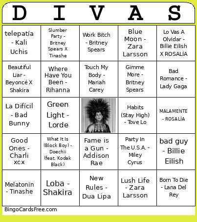 Divas Bingo Card