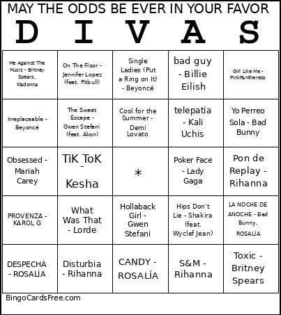 DIVAS 25 Bingo Card