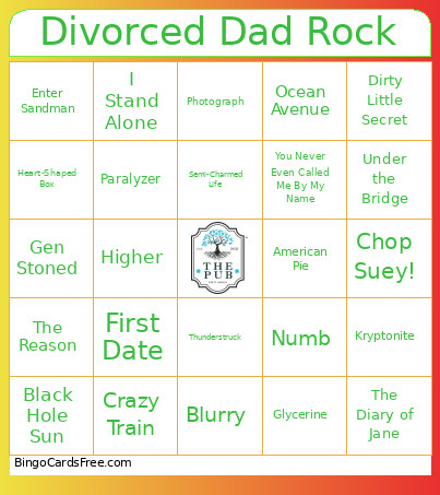Divorced Dad Rock Bingo Card