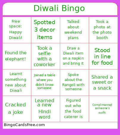 Diwali Bingo Card 3