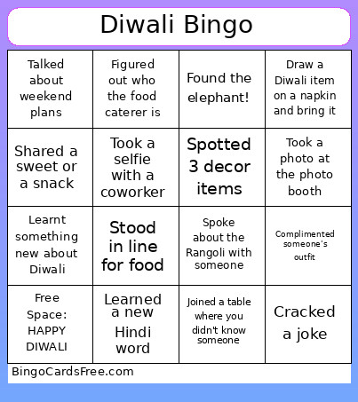 Diwali Bingo Card
