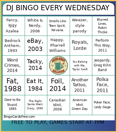 DJ EVERY WEDNESDAY Bingo Card