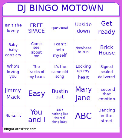 DJ MOTOWN Bingo Card