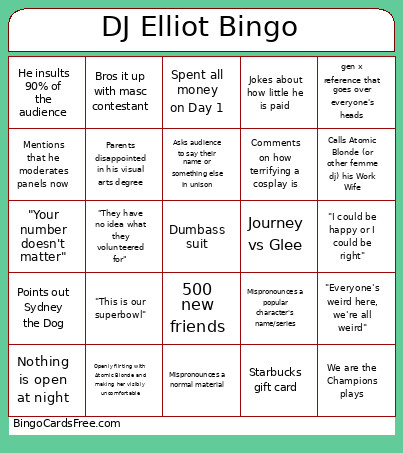Dj Elliot Bingo Card