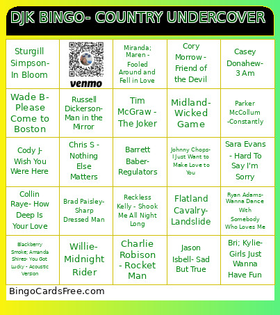 DJK - COUNTRY UNDERCOVER Bingo Card