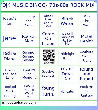 DJK MUSIC BINGO- 70s-80s ROCK MIX