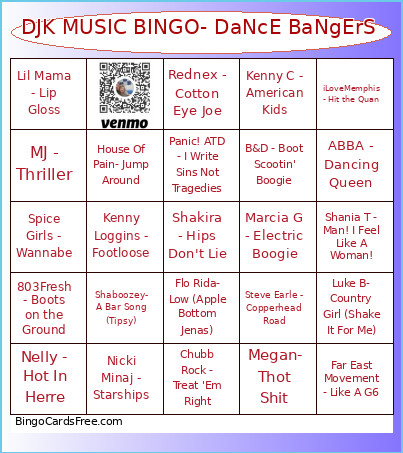 DJK MUSIC - DaNcE BaNgErS Bingo Card