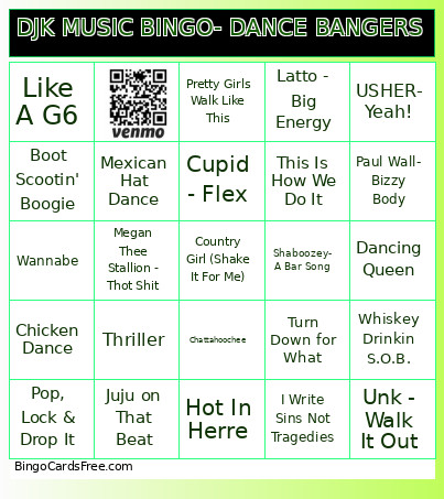DJK MUSIC - DANCE BANGERS Bingo Card