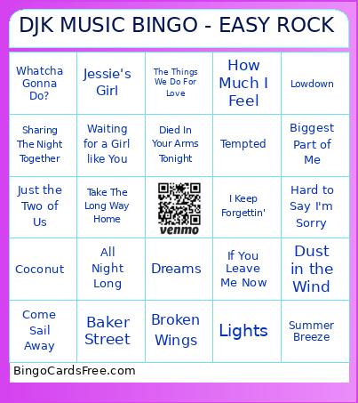 DJK MUSIC BINGO - EASY ROCK