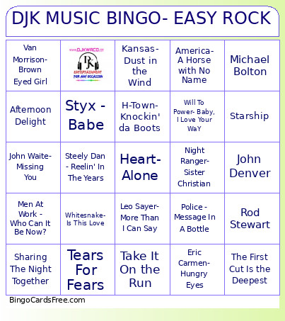 DJK MUSIC - EASY ROCK Bingo Card