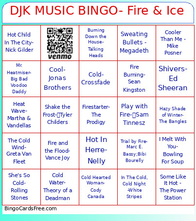 DJK MUSIC - Fire & Ice Bingo Card