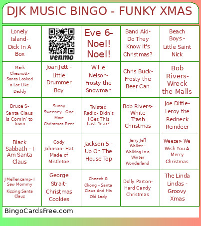 DJK MUSIC - FUNKY XMAS Bingo Card