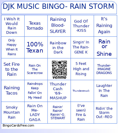DJK MUSIC - RAIN STORM Bingo Card