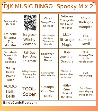 DJK MUSIC - Spooky Mix 2 Bingo Card