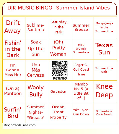 DJK MUSIC - Summer Island Vibes Bingo Card