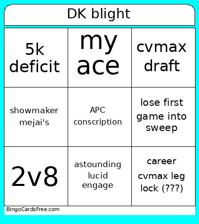 DK Blight Bingo Card