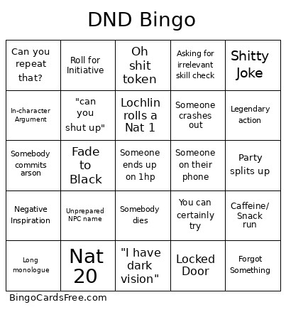 DND Bingo Card 3