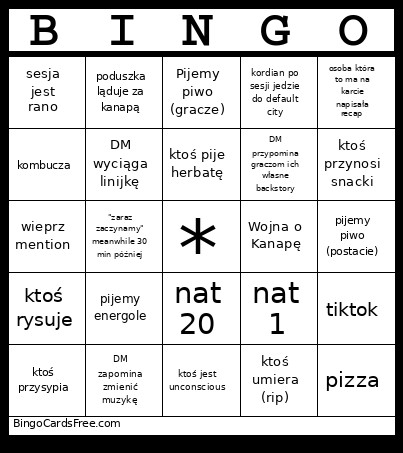 Dnd Bingo Card