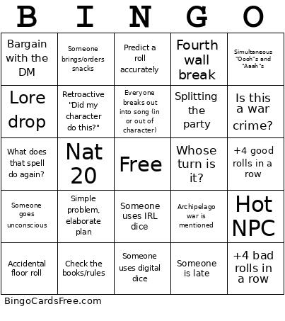 DND Bingo Card 2