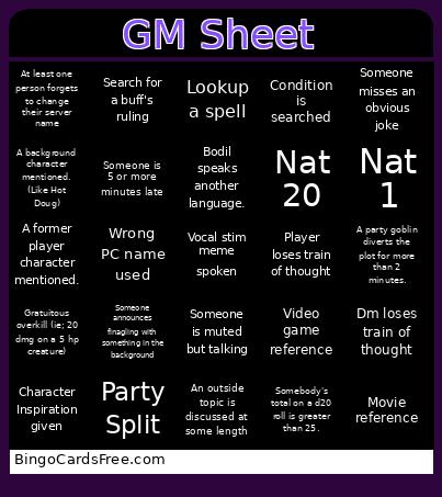 DnD Bingo Card