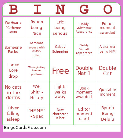 DND Bingo Card