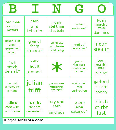 Dnd Kay Bingo Card