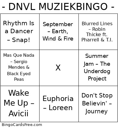 - DNVL MUZIEK - Bingo Card