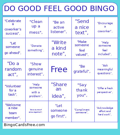 DO GOOD FEEL GOOD Bingo Card