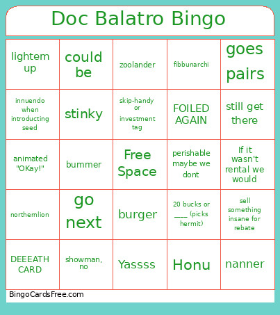 Doc Balatro Bingo Card