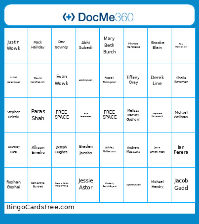 DocMe360 Bingo Card