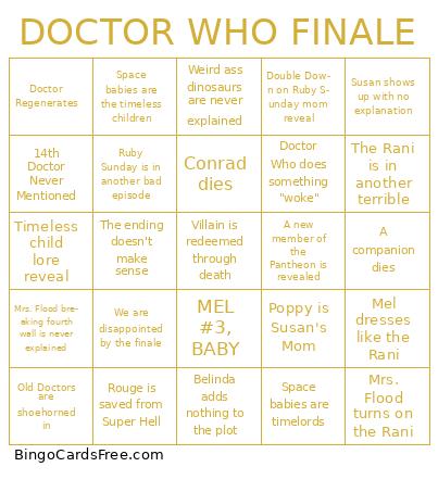 DOCTOR WHO FINALE Bingo