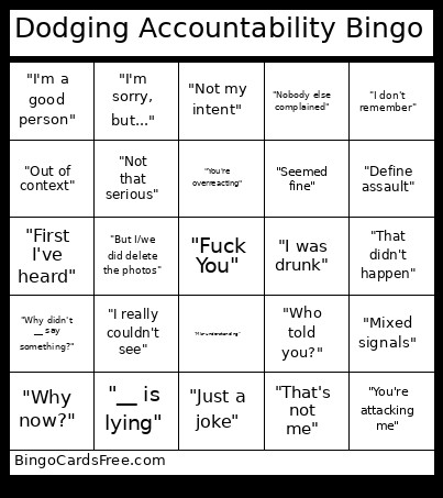 Dodging Accountability Bingo Card