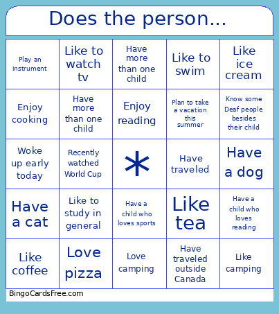 Does The Person... Bingo Card
