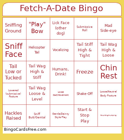 Dog Behavior Bingo Card
