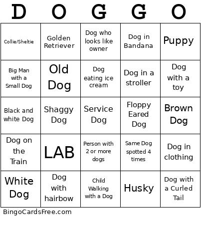 DOG Bingo Card