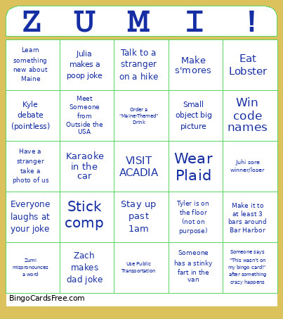 DOG ON ZUMI WEEKEND Bingo Card