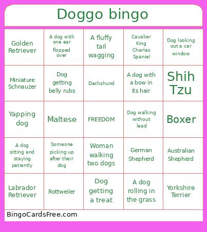 Doggo bingo