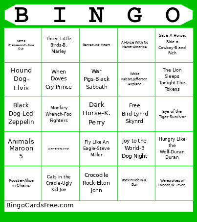 Dogs And Animals, Oh My!! Bingo Card