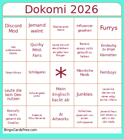 Dokomi 2026 Bingo Card