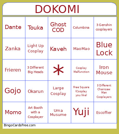 DOKOMI Bingo Card