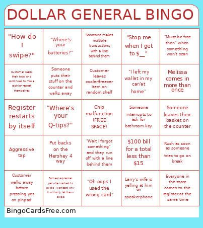 DOLLAR GENERAL Bingo Card