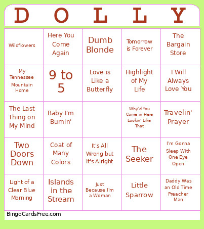 Dolly Day3 Bingo Card