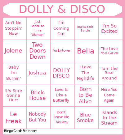 DOLLY & DISCO Bingo Card