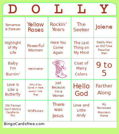 Dolly Parton! Bingo Card